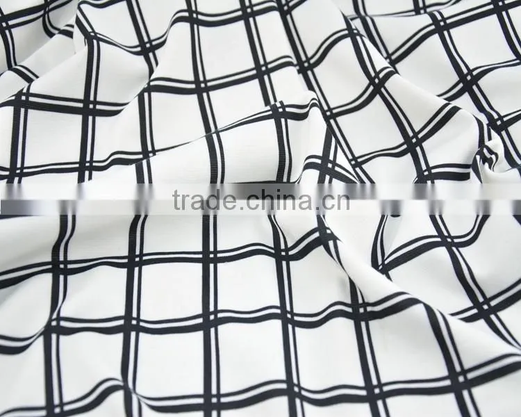 Jiufan Textile Soft Check Poly Spun Single Jersey Printed Ponte Roma Knit Fabric