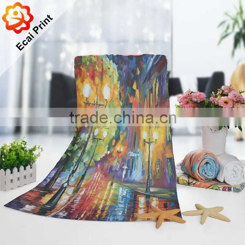 Newest good color fastness customize dye printed hotel towel