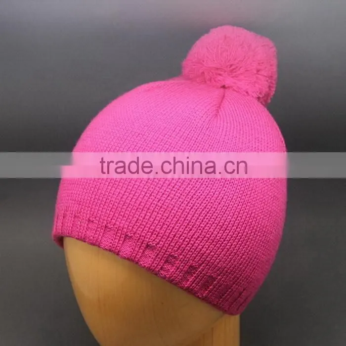 2015 CUSTOM BRAND WOOL POMPOM BLANK LOGO LADIES WINTER HAT FOR LADIES FASHION HAT