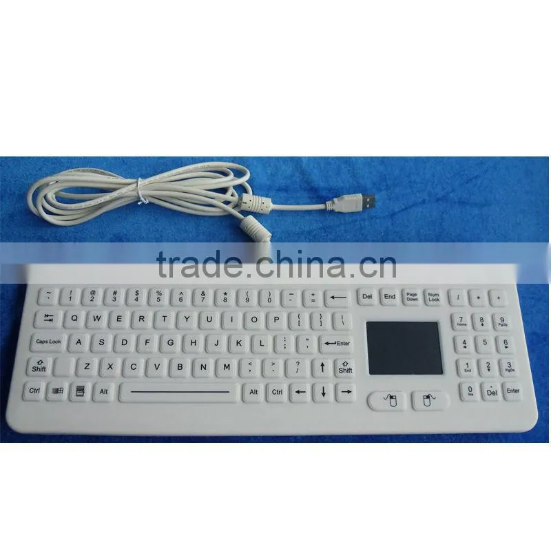 IP68 design medical white keyboards with touchpad, desk top version