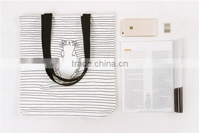 Navy Strap Style Cotton Canvas Tote Shopping Bag