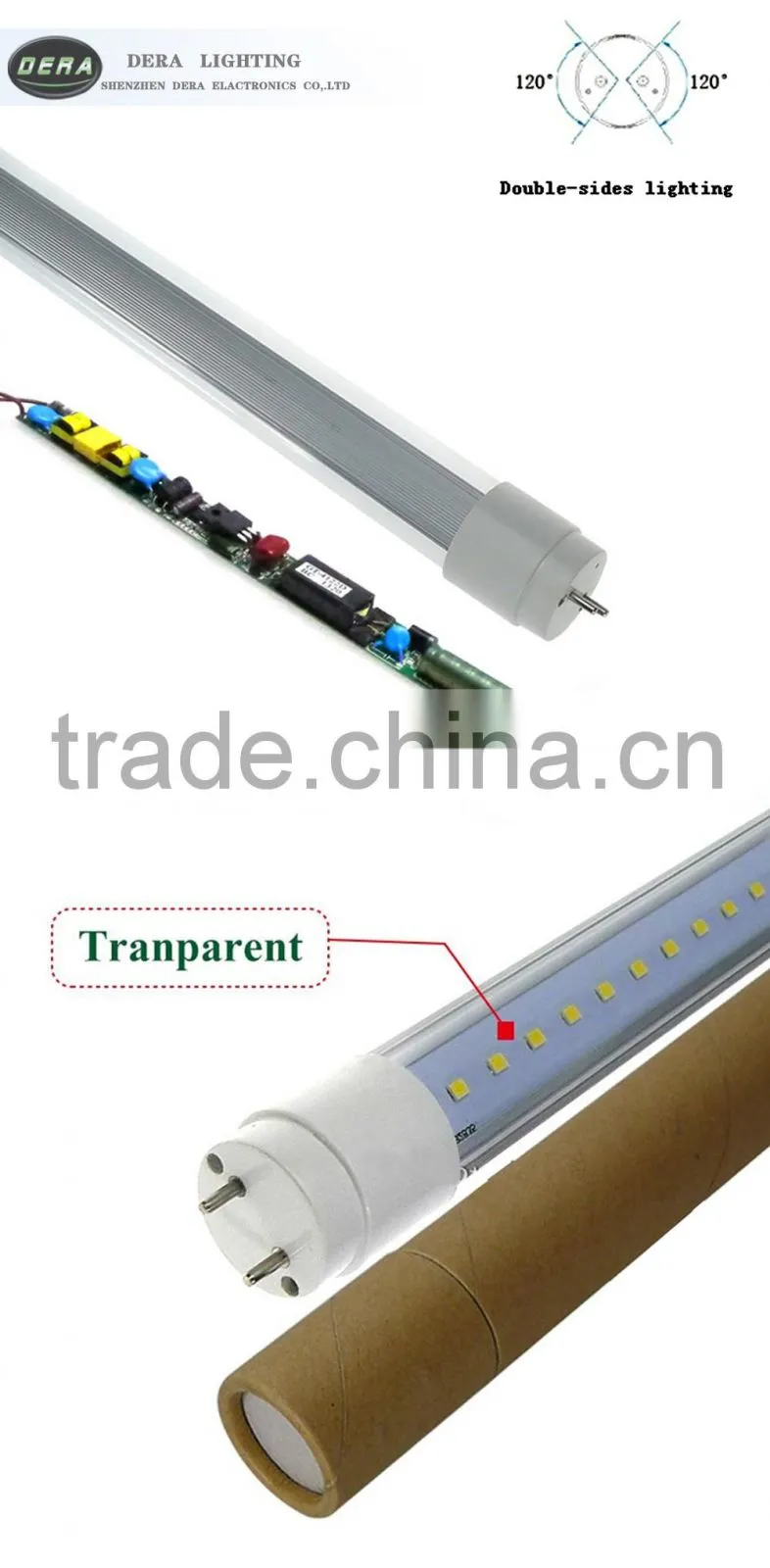 100% sure factory directly sell Double Sides Smd2835 t8 tube al housing price led tube light t8 15w 600mm