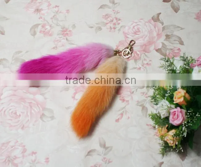 Natural Fox Fur Tail / Dye Color Fox Tail Fur Keychain