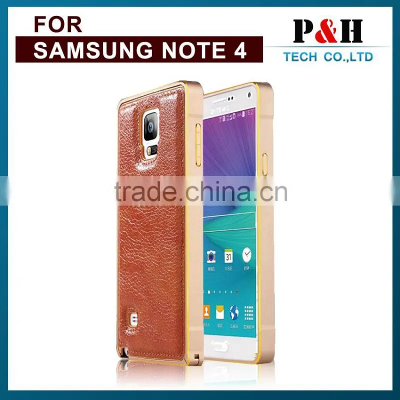 For Samsung Galaxy Note 4 sublimation case aluminum bumper genuine leather case