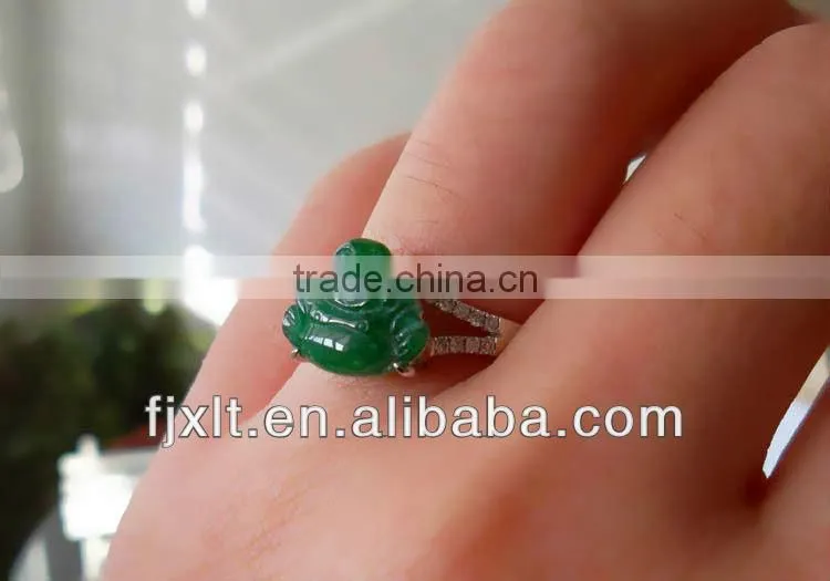 Hot Sale Picturesqueness 18K Gold Diamond Jade Stone Ring