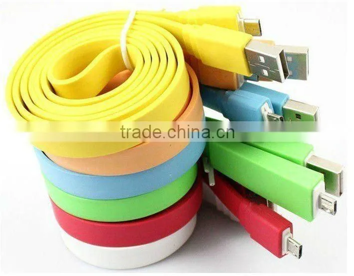 Newest Noodles Flat Design Colorful Micro USB Cable Charging Data Transfer