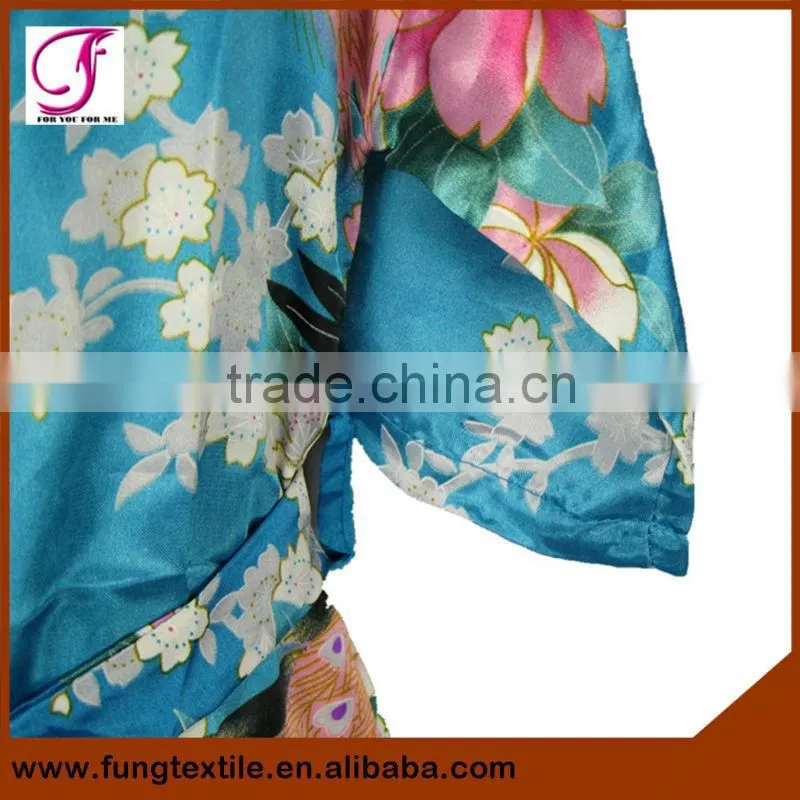 2313 Wholesale Children Peacock Pattern Satin Robe
