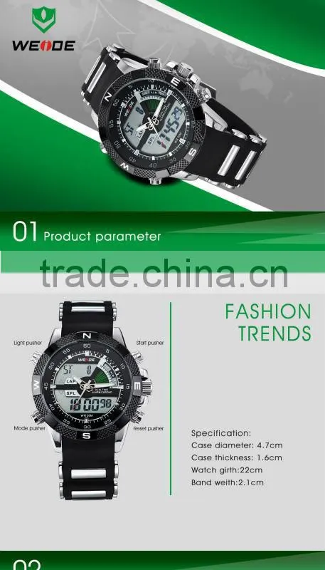 European style LCD men sport watch with Free Beautiful gift box 2015 weide watch WH1104