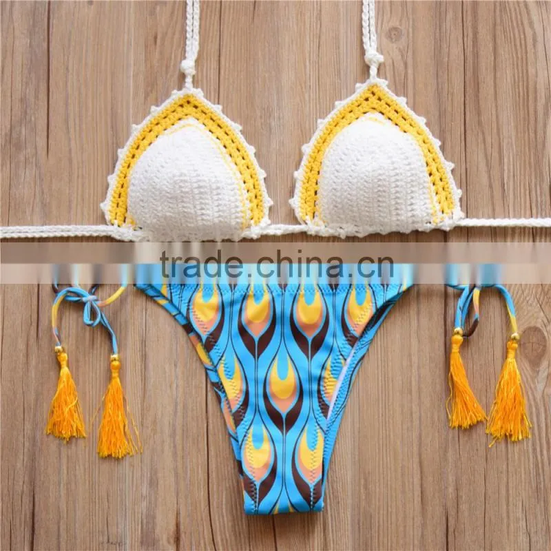 hand knitted sexy swimwear , crochet design sexy sling bikini