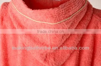 Red elegant long hooded bathrobes women