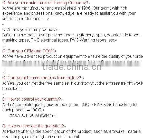 Transparent/clear Stationery tape with good adhesion for office/school