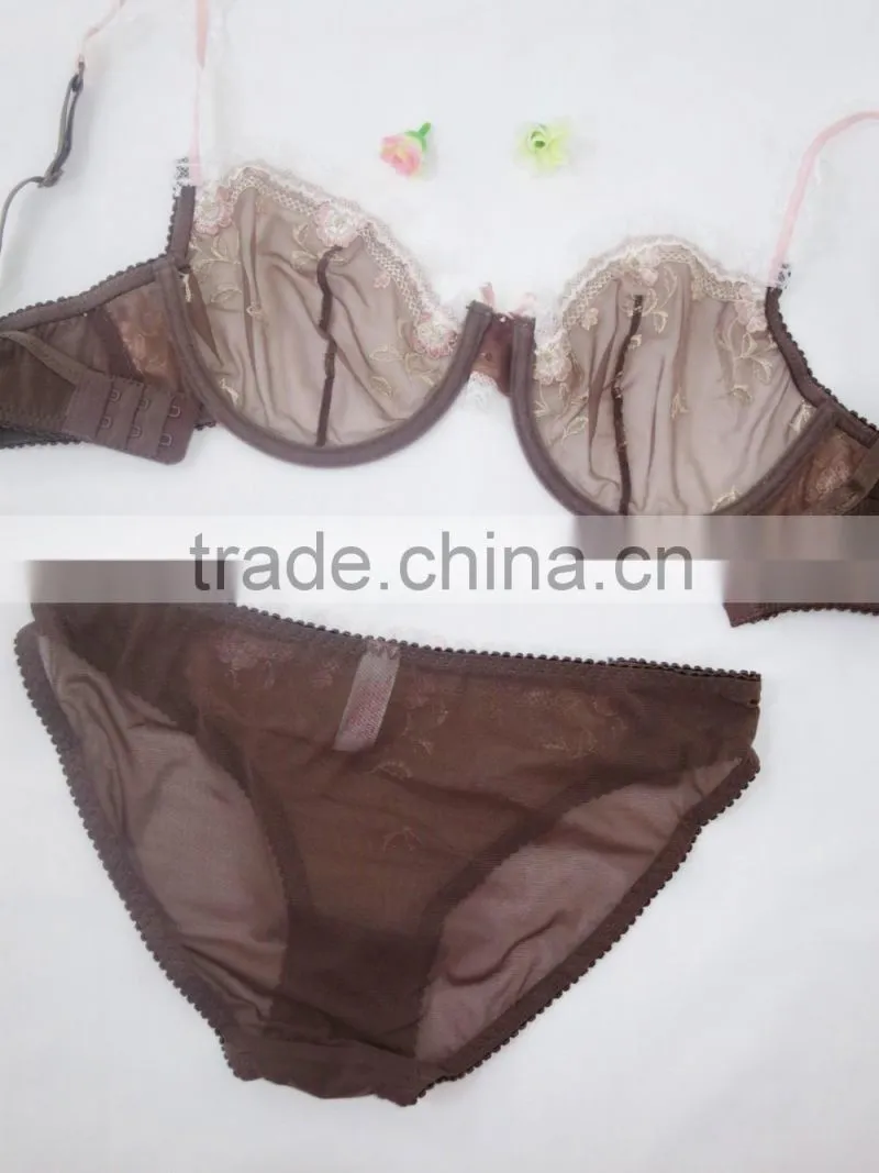 Beautiful eyelash lace transparent bra and panty(FPY308)