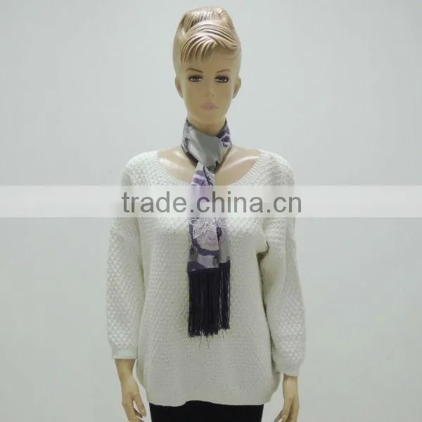 TYS123 2014 Fashion Women's Polychromatic 100%SOIE embroider Flower Pattern Scarf with tassels