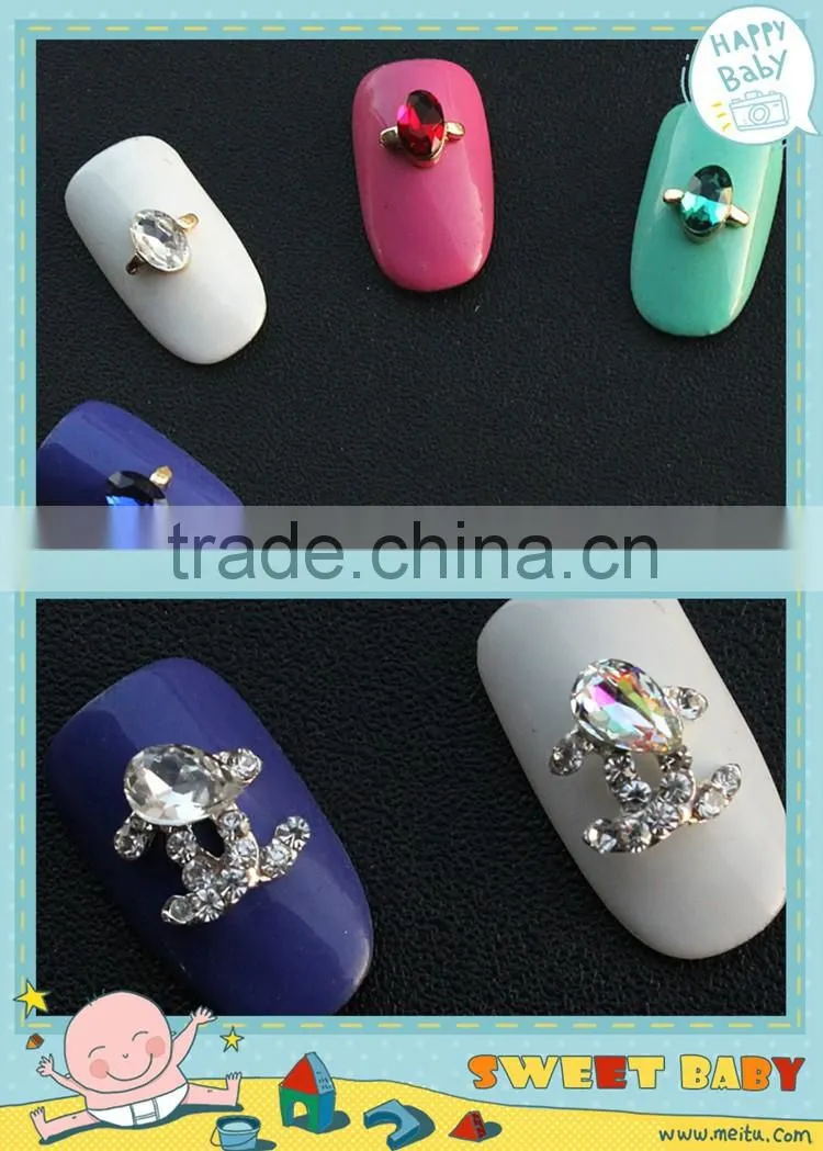 perfume bottle big stone drop shape metal jewelry for nail decorator
