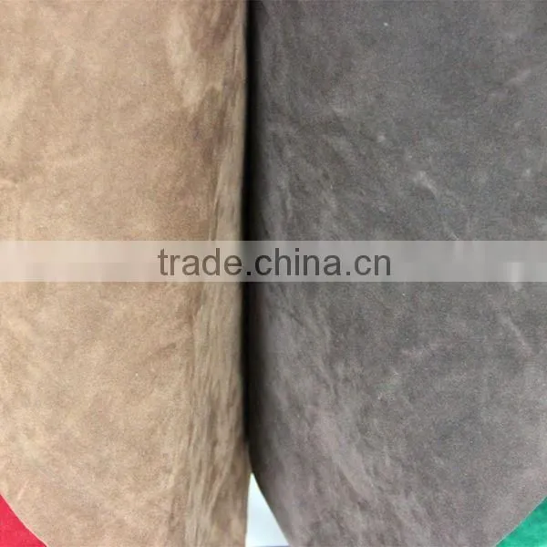Two side flock PU coated split leather for handbag usage