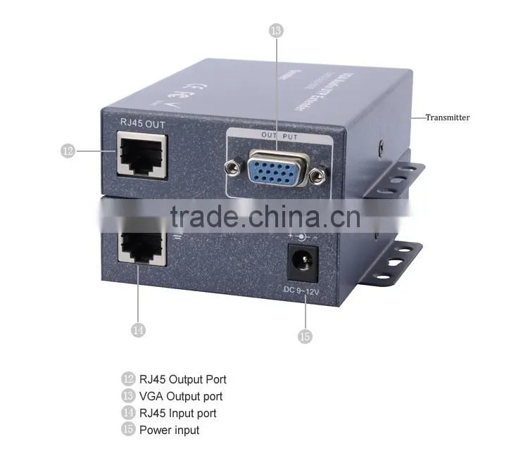 LINK-MI LM-102TR 200m Stereo Audio + VGA to Cat5 Extender Support Resolutions to 1920x1440