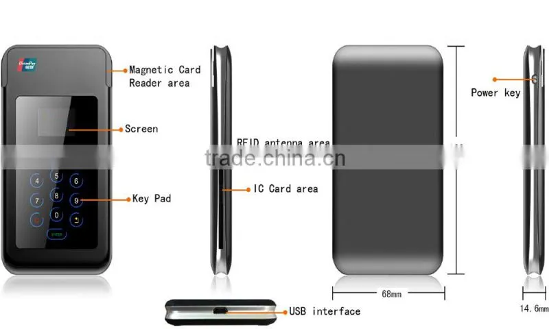 Bluetooth Type Encrypting Pin Pad with Smart Card Reader, MSR