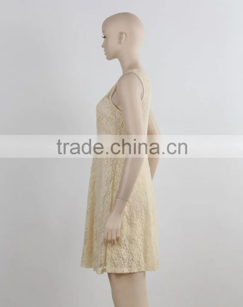 F5S12062 Plain Women Lace Dress Fashion Design