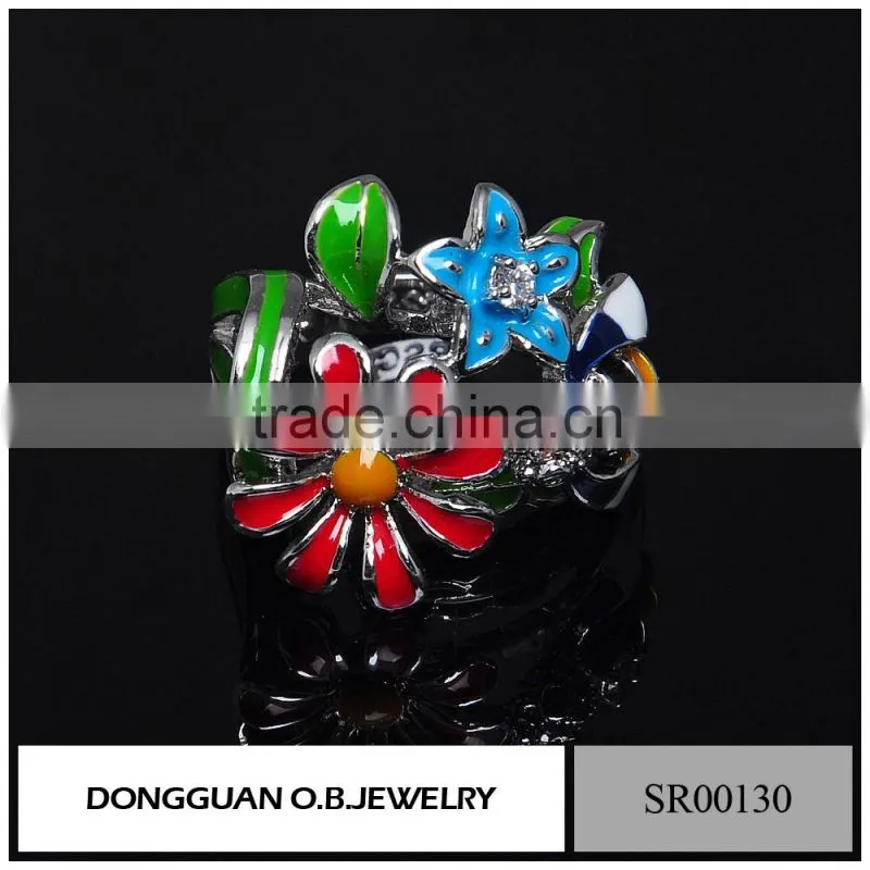 New Arrival Rings Jewelry /Colorful Flower Ring For Women/Stainless Steel Ring Design