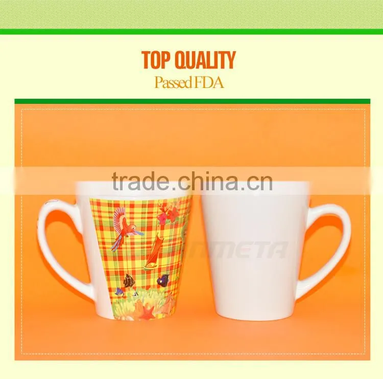 Sunmeta Hot Sale 12oz conical ceramic white sublimation mug
