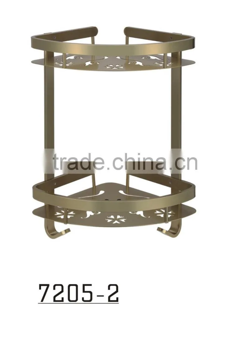 unique aluminium bathroom corner shelf with bar and Bathroom 2 Tier Aluminium Wall Mounted Corner Shelf