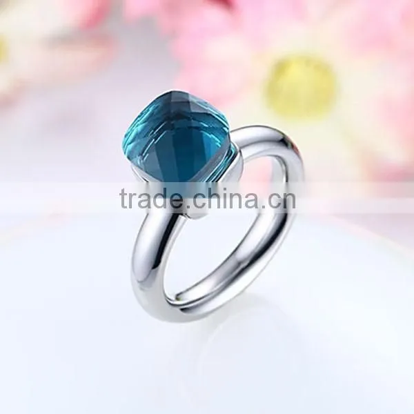 Wholesale Lady Colors Glass Stainless Steel Ring