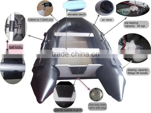 500cm rigid inflatable boat with aluminum floor for rescue, sports and fishing use