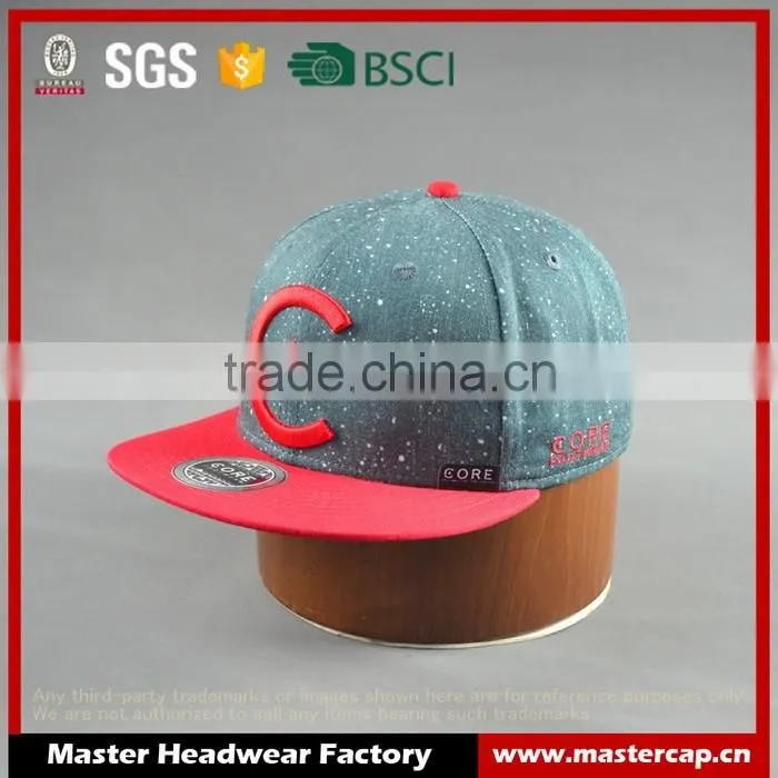 Custom 100% cotton twill 6-panel hats snapback cap with 3D embroidery