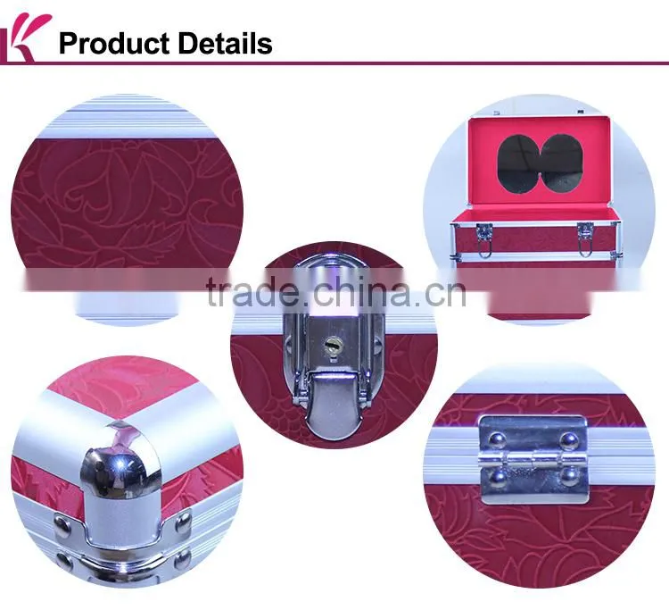 Hot Sell 2015 New Products Red Sequin Aluminum Professional Cosmetic Case