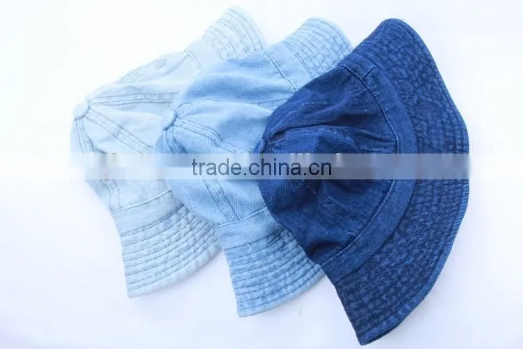 girls jeans bucket hats jean washed denim with top button custom blank jean bucket hat