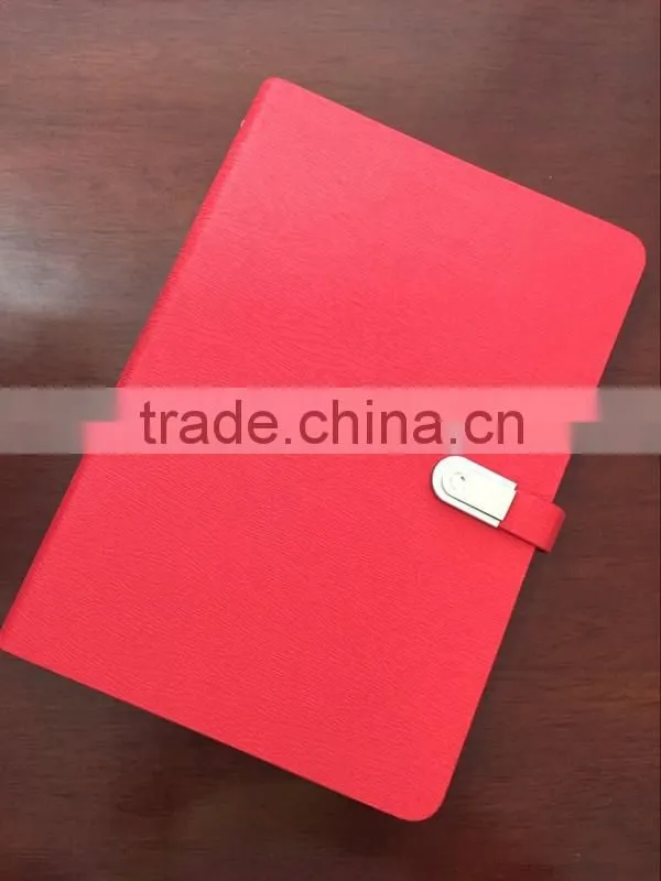 2017 PU leather Planner notebook with power bank