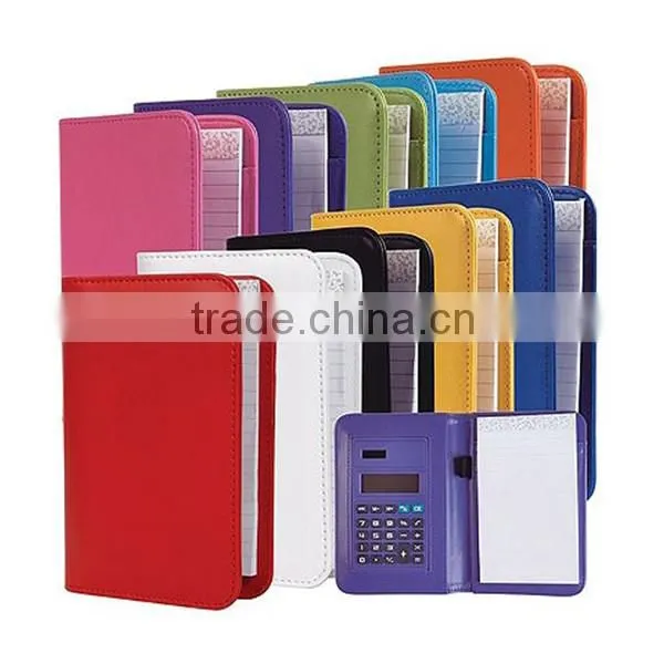 Mini calculator with leather covecr notepad