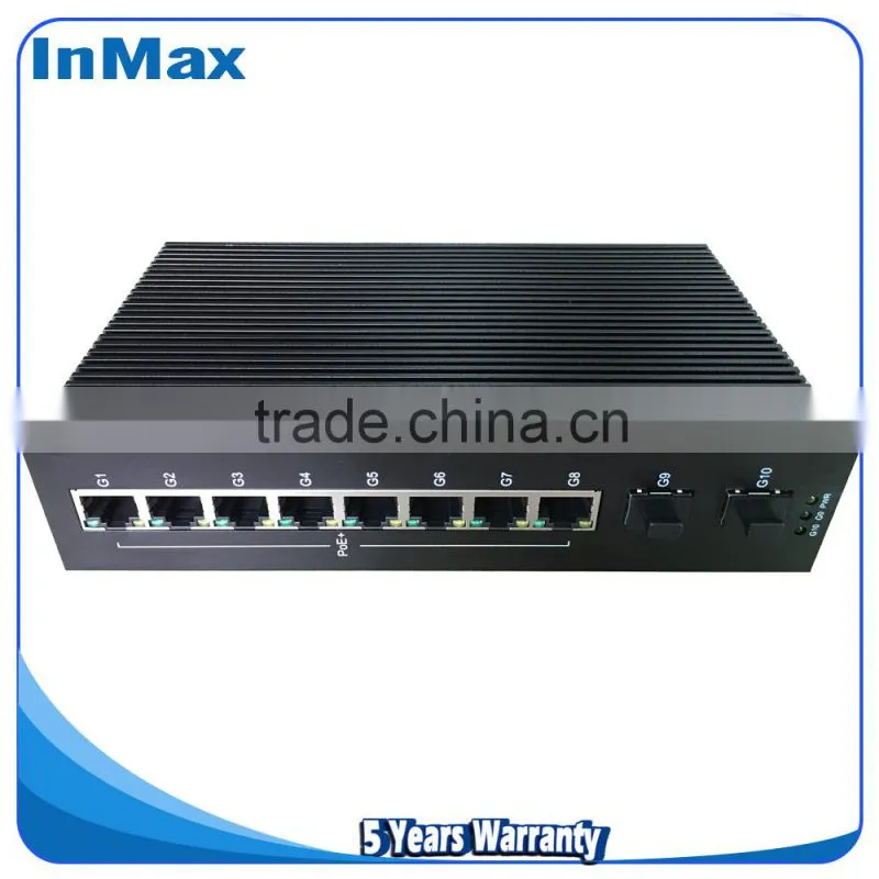 Full gigabit Din-rail 8T+2G PoE gigabit ethernet switch, 10 ports Industrial Switch P510A