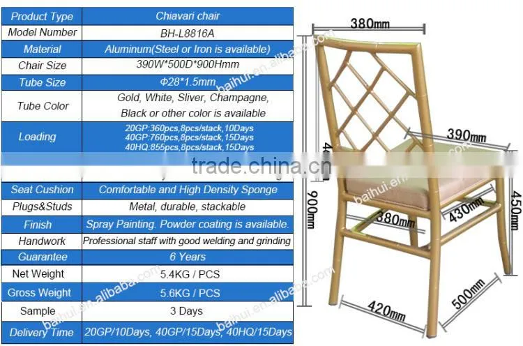 BH-L8816A Elegant metal modern Upholstered dining chair