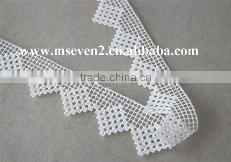 nice design chemical lace trim white 100% polyester water soluable lace guipure trim lace for ladies