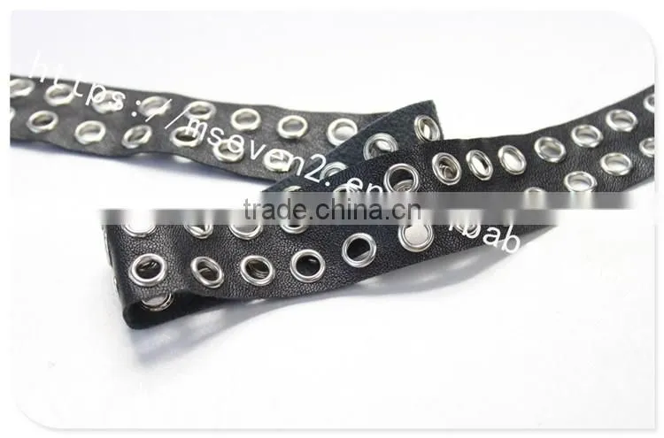 High quality 3.3cm width black leather eyelet trims for shoes wholesale