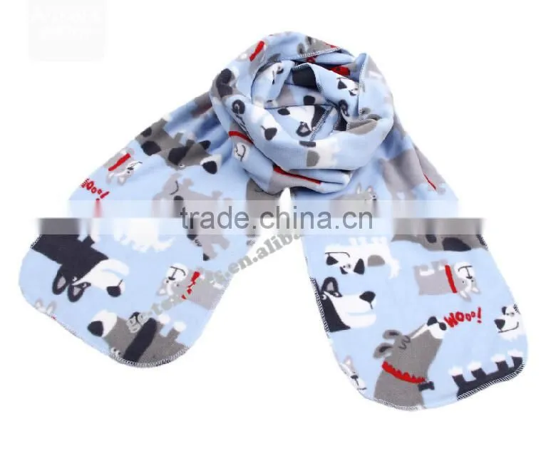 high quality and soft polar fleece scarf for children with cute printing pattern