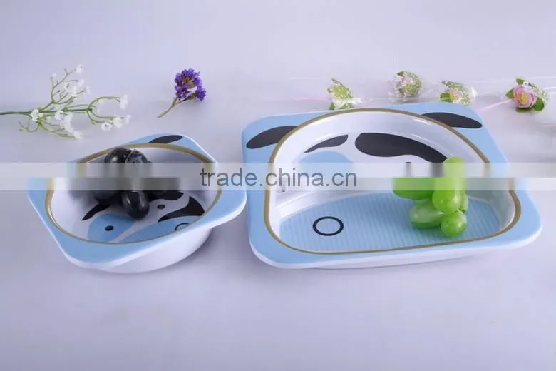 Cow design melamine dinner set for children , bowl and plate set for children, melamine dinner square set