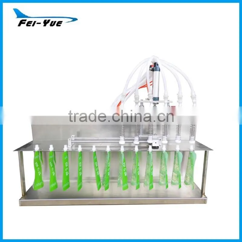 Semi automatic six heads liquid water filling machine for spout bags