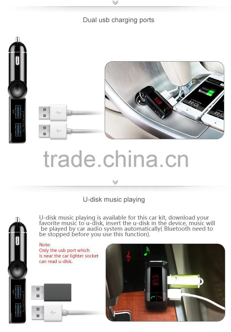 car handsfree calling usb bluetooth fm transmitter