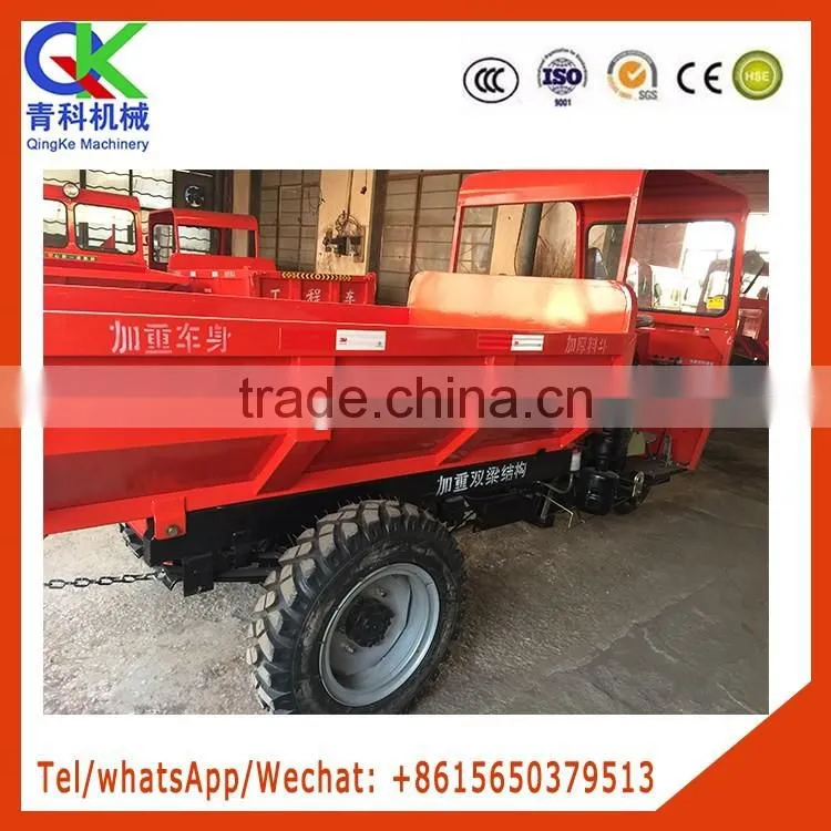 Weighted double beam engineering three-wheeler together with hydraulic jacking
