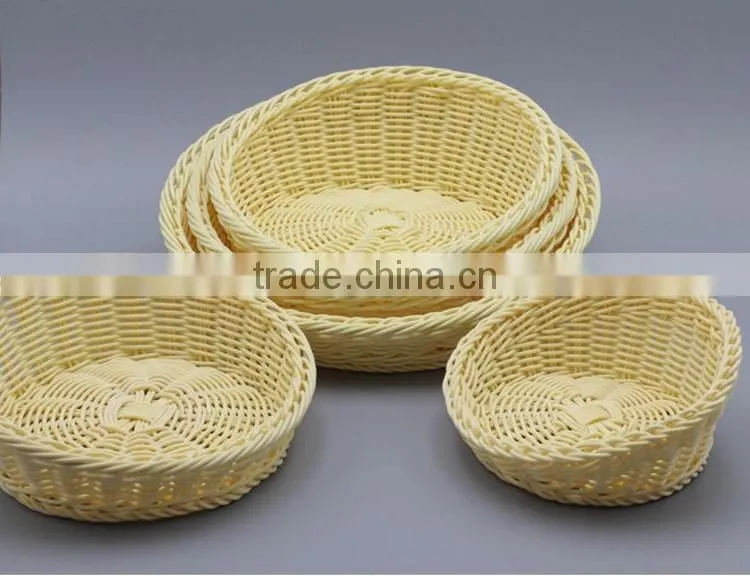 Cusotm size oblique mouth design 100% hand woven fruit vegetable plastic wicker basket
