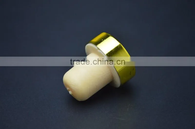 Shiny gold aluminum cap with synthestic cork wholesale cork stopper