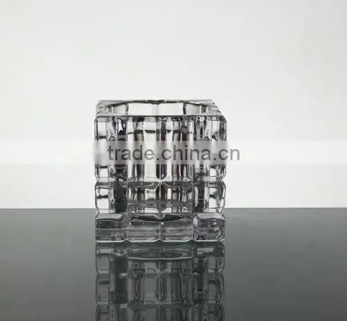 Glass candle holder square shape crystal candle holders