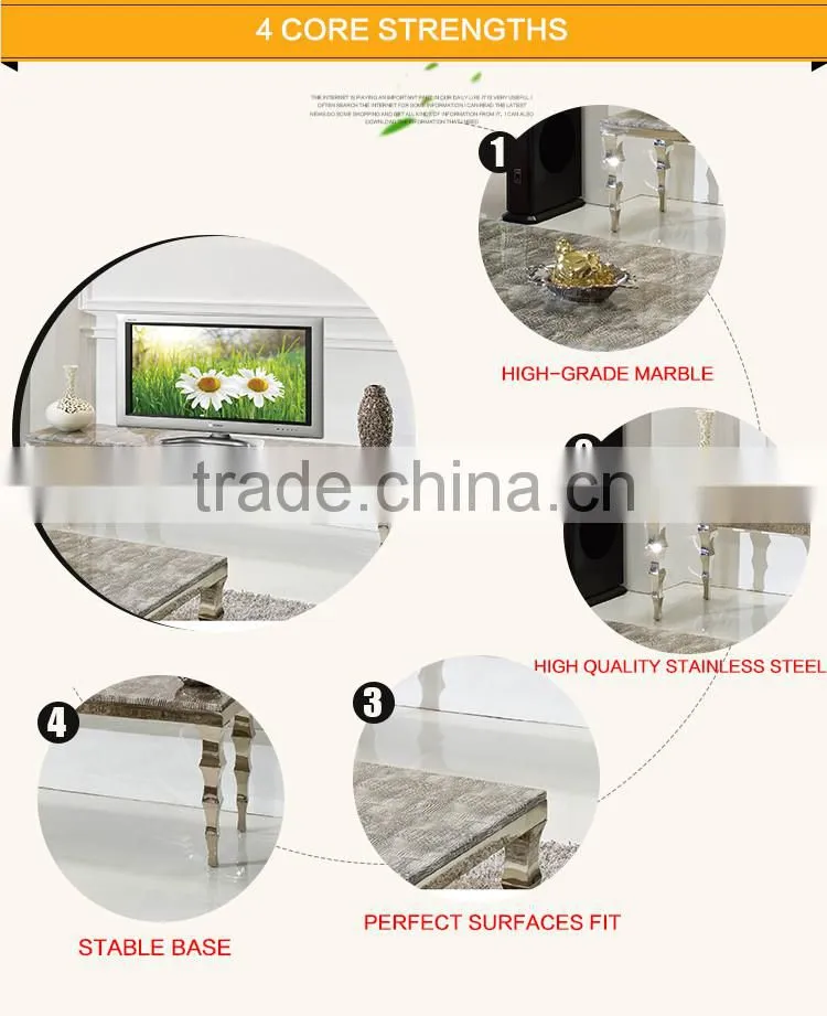 E361 Living Room Furniture Modern Design Marble Stainless Steel TV Cabinet Design 2016