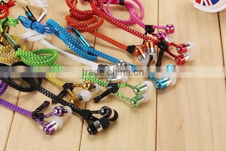Creative Zipper Metal Earphone OEM luminous Earphones