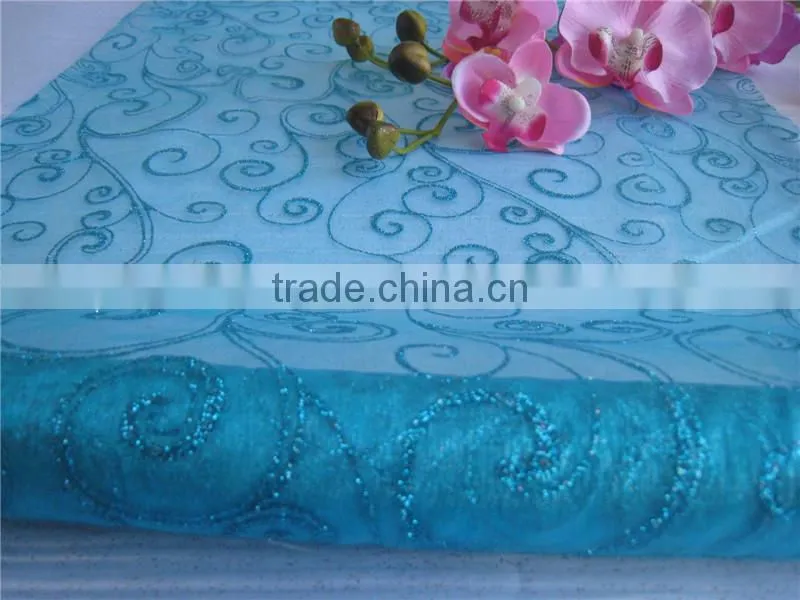 Light Blue Sheer Nylon Table Cloth Cheap