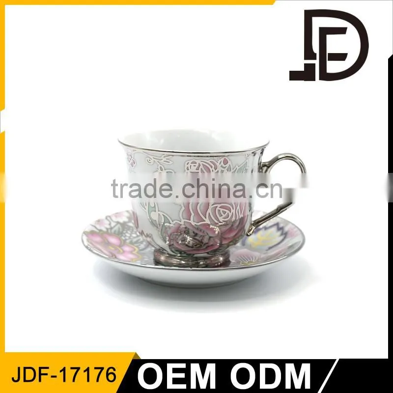 Golden Autumn Promotion White dots Ceramics Bone China Coffee Set / Christmas Gift Wedding Gift Silver Coffee Tea Set