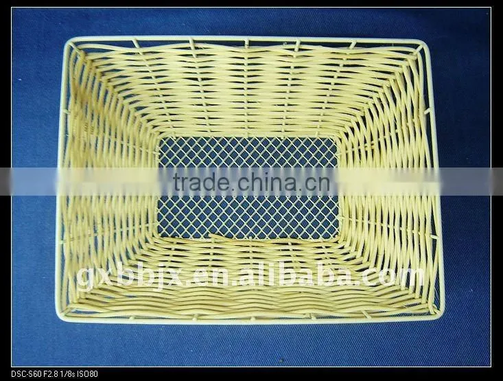 Rectangle rattan woven iron frame storage kitchen plate