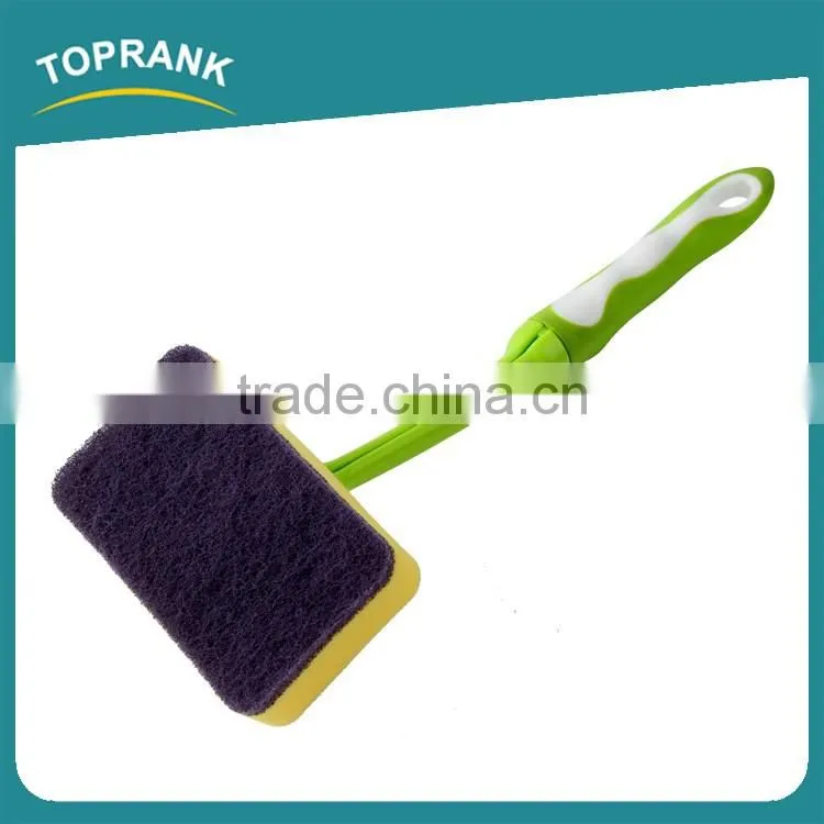 Toprank Durable Super Decontamination Kitchen Sponge Brush Dish Pan Cleaning Non-scratch Sponge Scouring Pad With TPR Handle